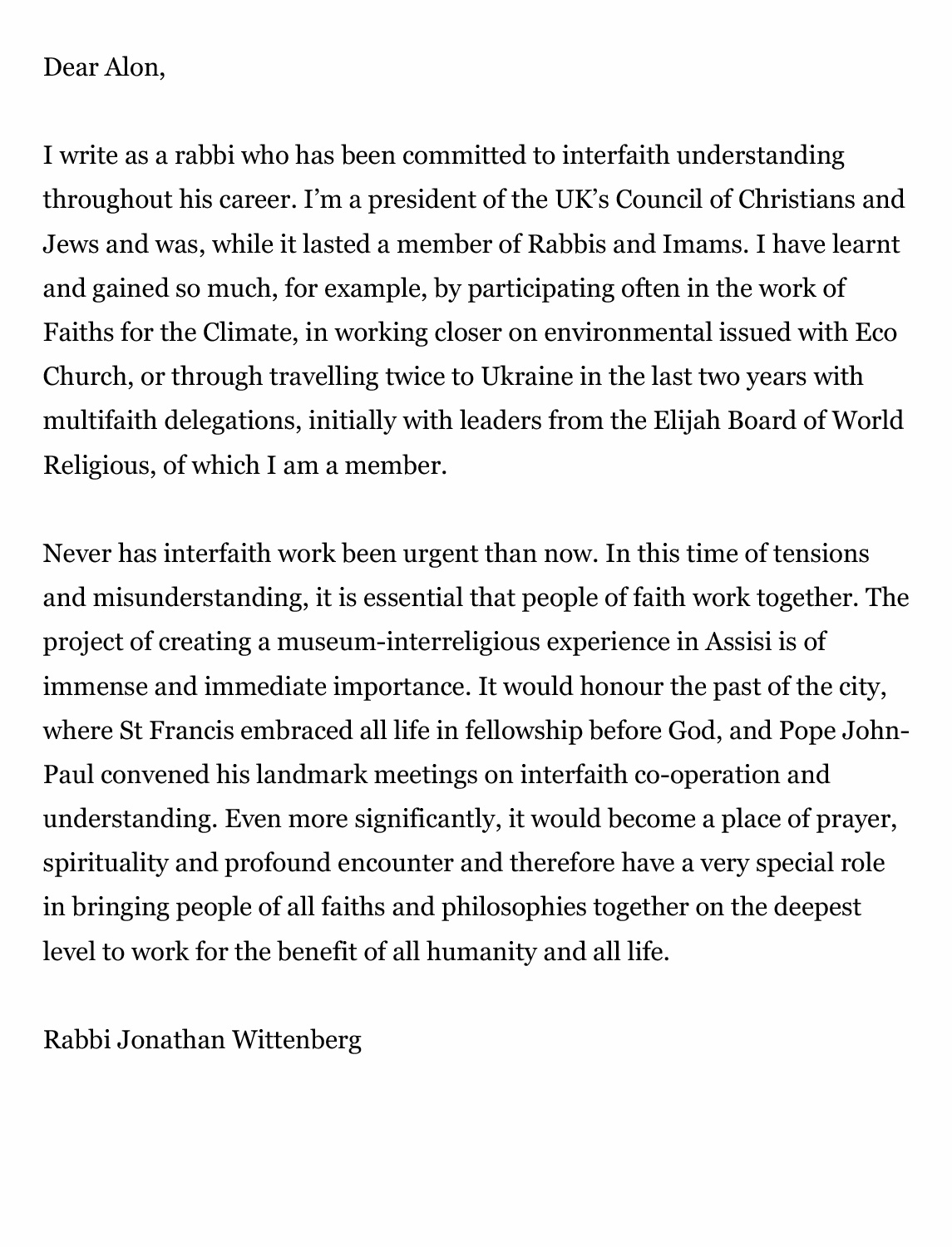 Rabbi Jonathan Wittenberg Endorsements